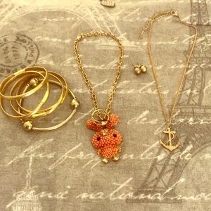 2 rings, braceletes, 2 necklaces, earrings